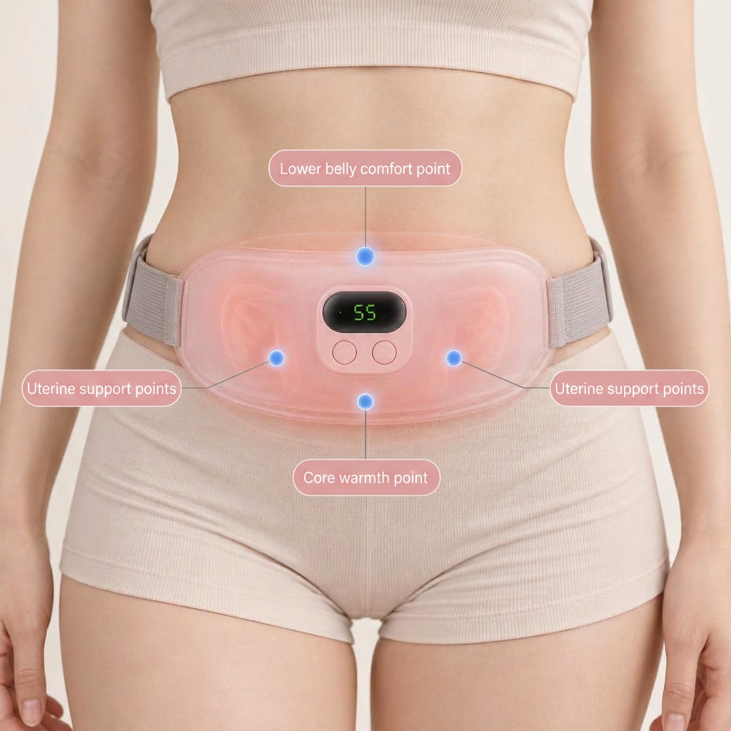 HerEase Comfort Belt worn around the waist with LED display